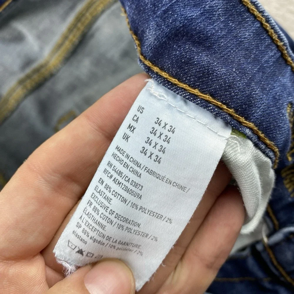 American Eagle Original Straight Jeans Mens Size 34x32 Blue Medium Wash